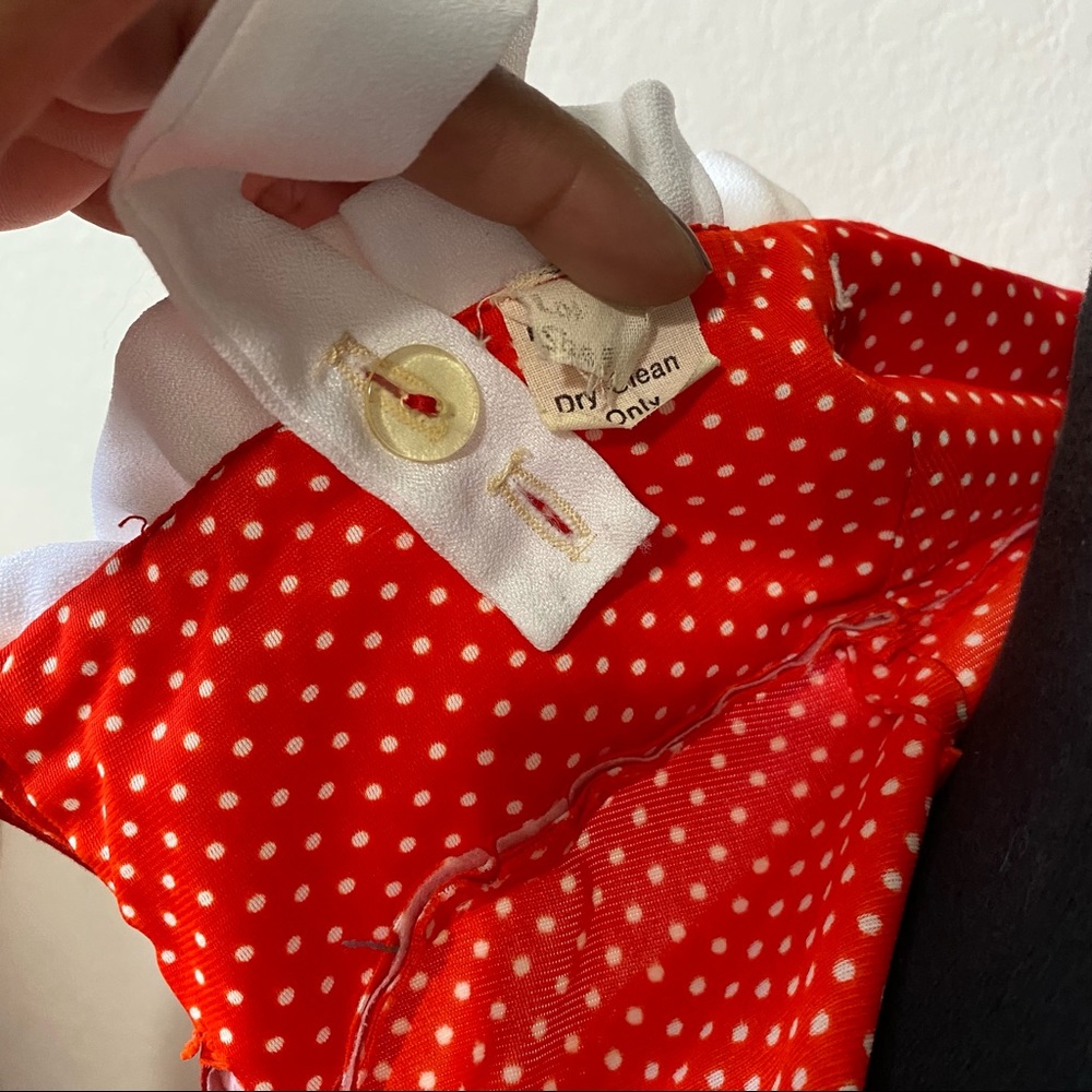 vtg Red Polka Dot Ruffle Maxi Dress - Picture 6 of 12